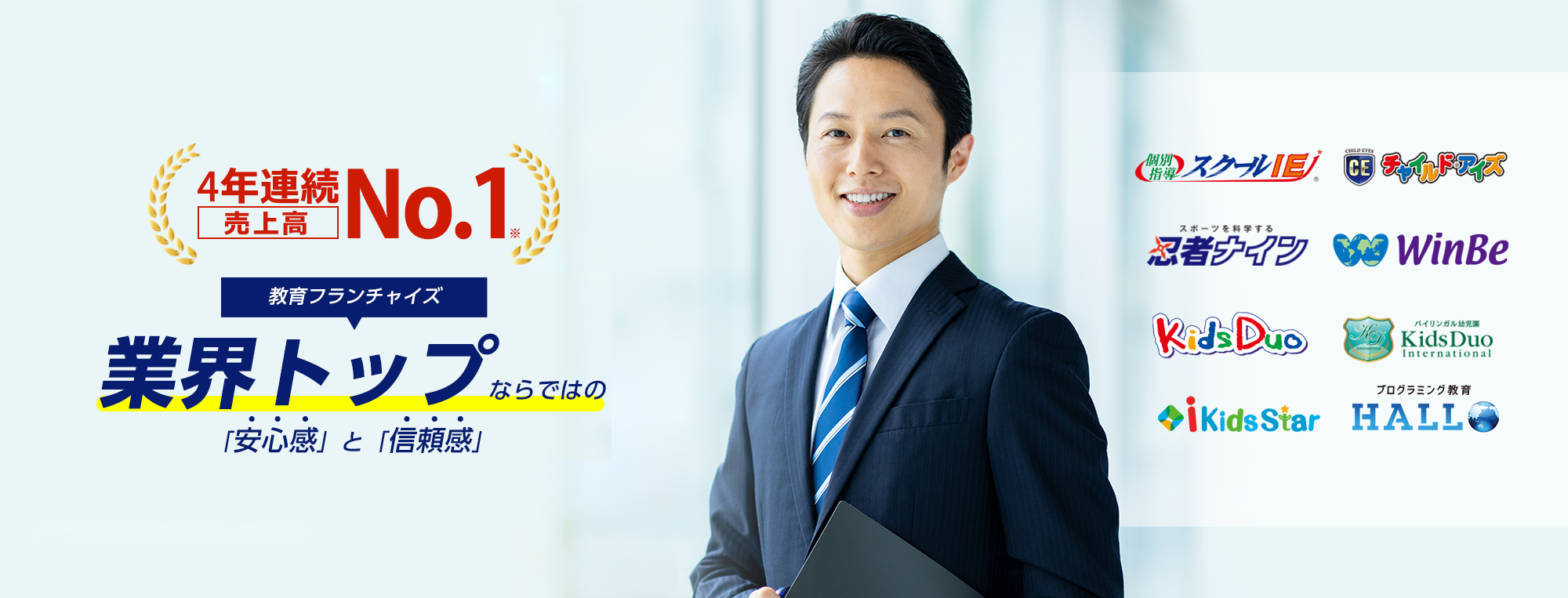 売上No.1 教育フランチャイズ 業界トップならではの「安心感」と「信頼感」